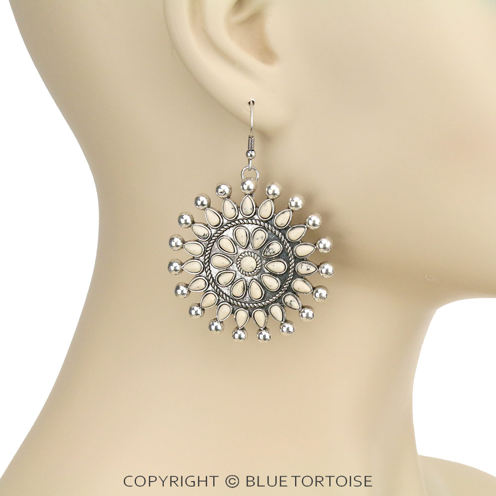Western Cluster Stone Dangle Earrings - Image 2