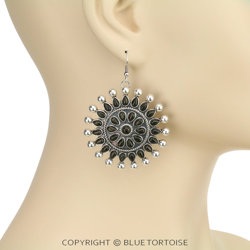 Western Cluster Stone Dangle Earrings - Image 2