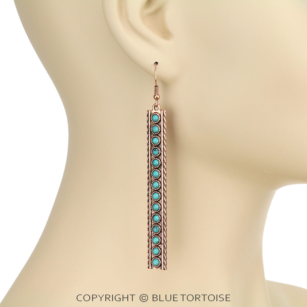 Western Bar Stone Dangle Earrings - Image 2