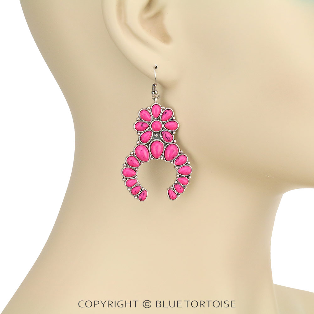 Squash Blossom Stone Dangle Earrings - Image 2