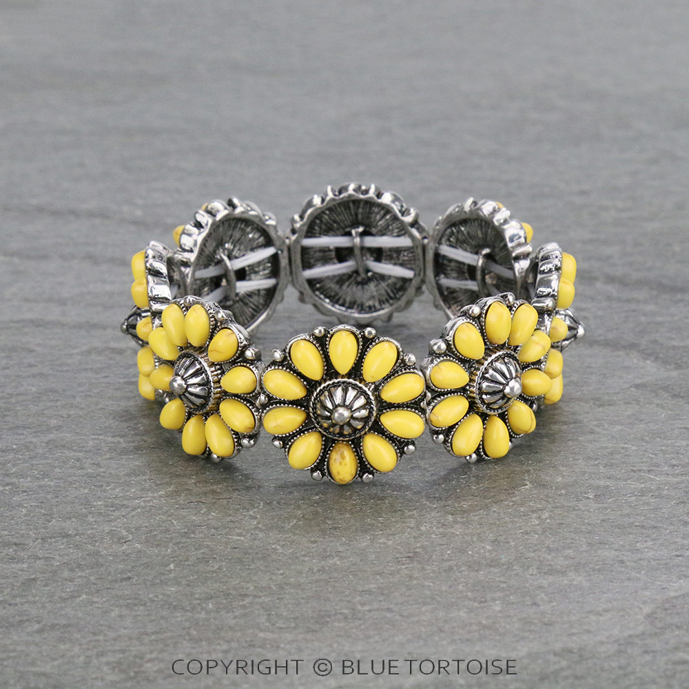 Western Concho Stone Stretch Bracelet