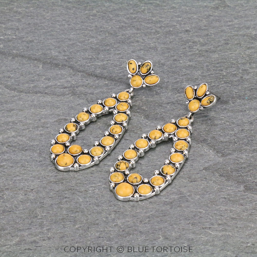 Western Teardrop Stone Stud Earrings