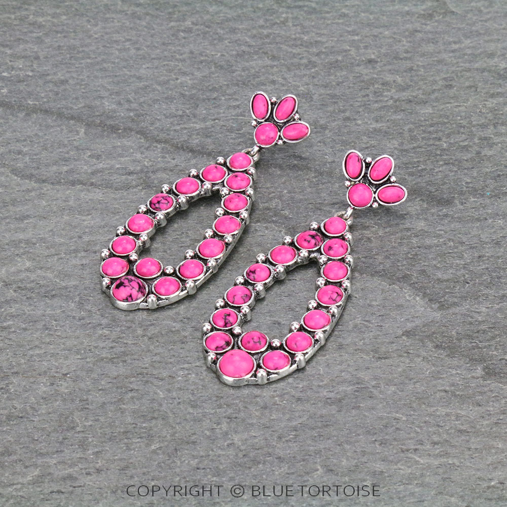 Western Teardrop Stone Stud Earrings