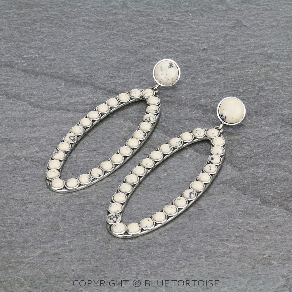 Western Oval Stone Stud Earrings
