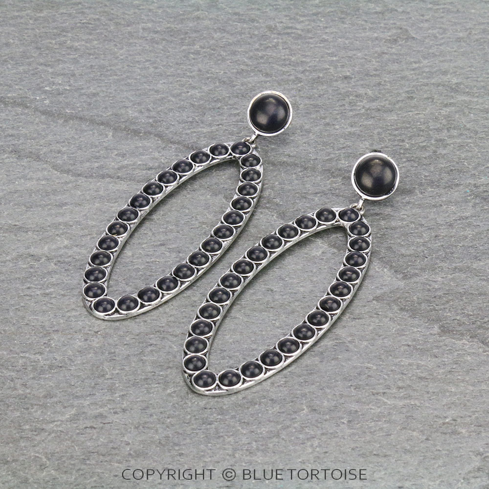 Western Oval Stone Stud Earrings