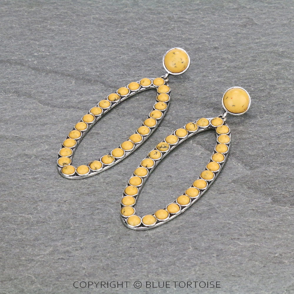 Western Oval Stone Stud Earrings