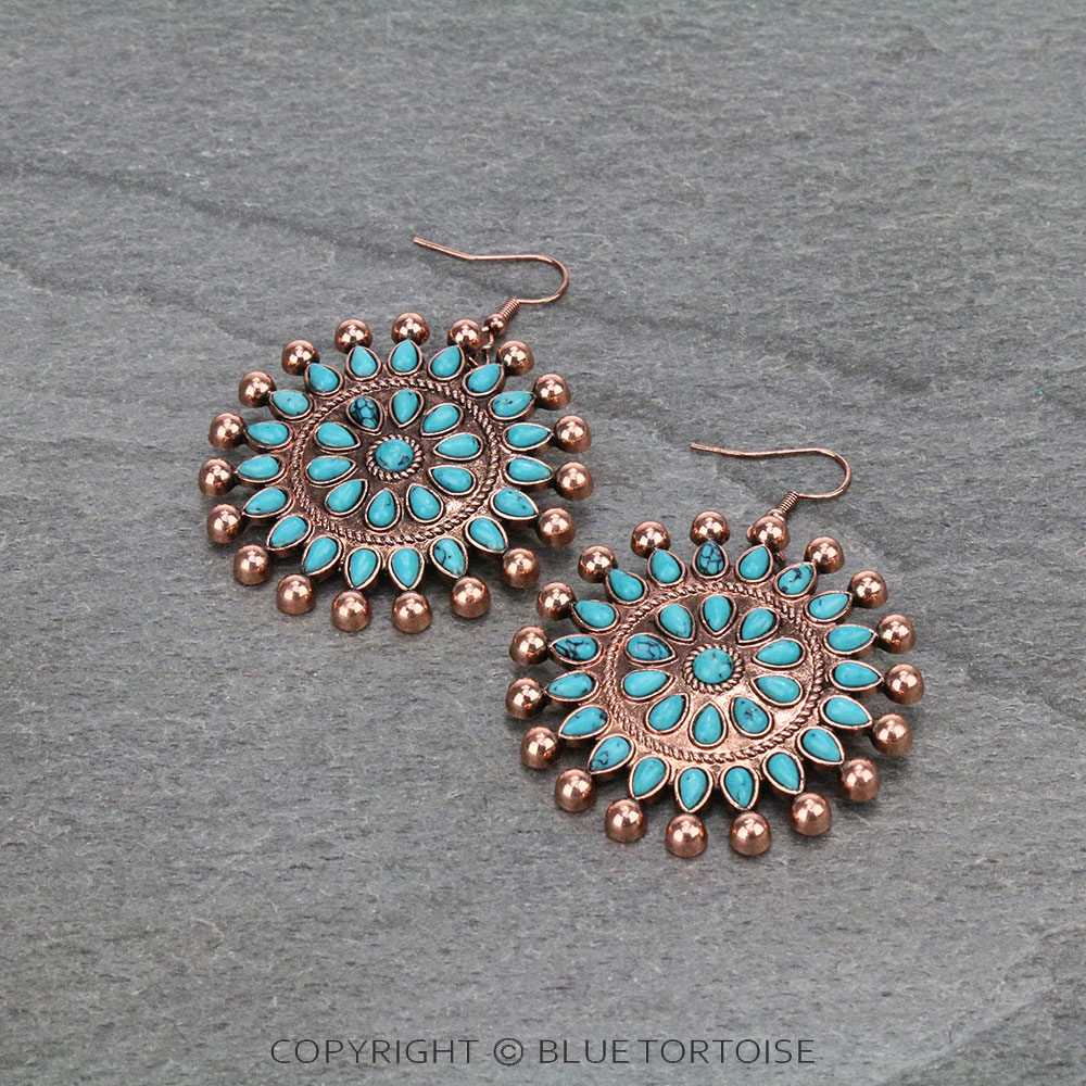 Western Cluster Stone Dangle Earrings