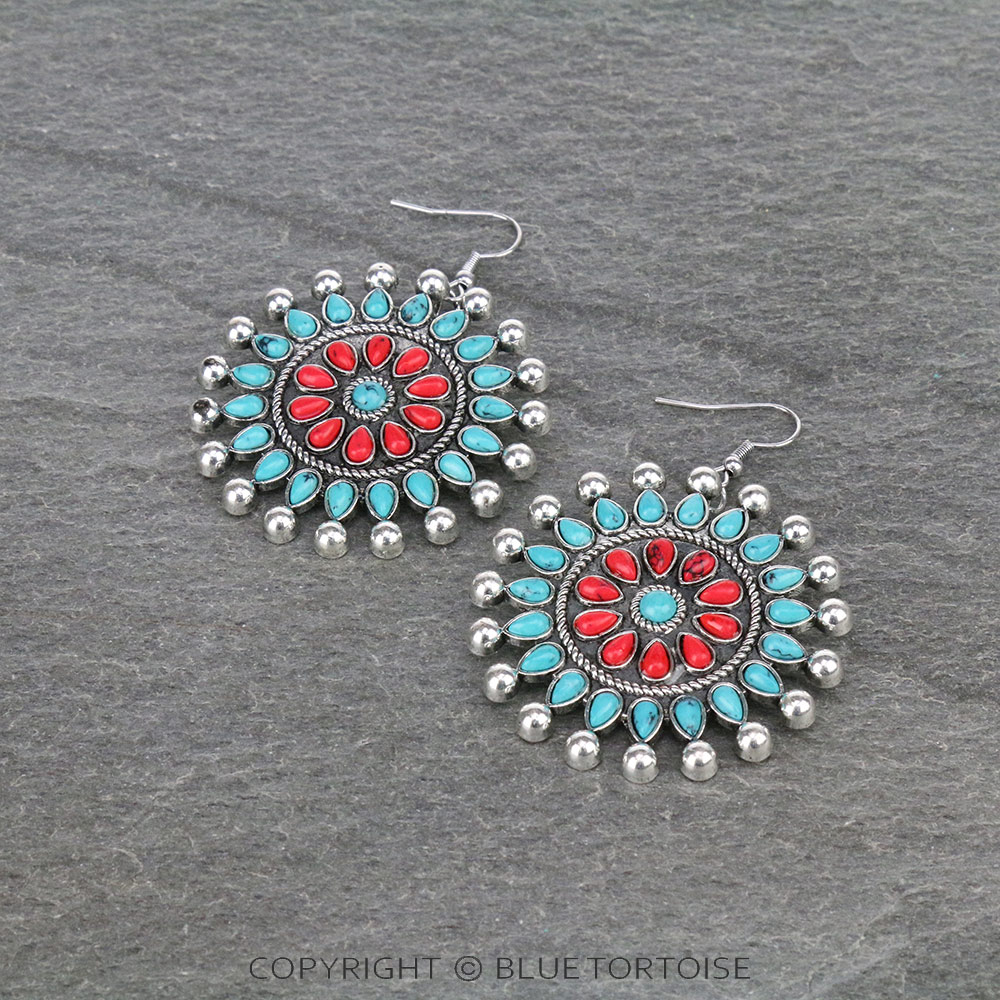 Western Cluster Stone Dangle Earrings