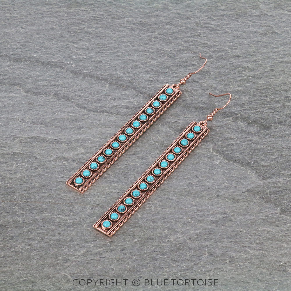 Western Bar Stone Dangle Earrings