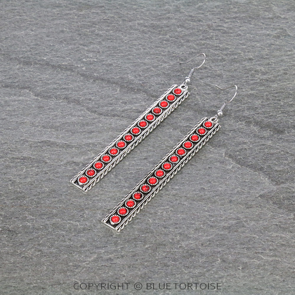 Western Bar Stone Dangle Earrings