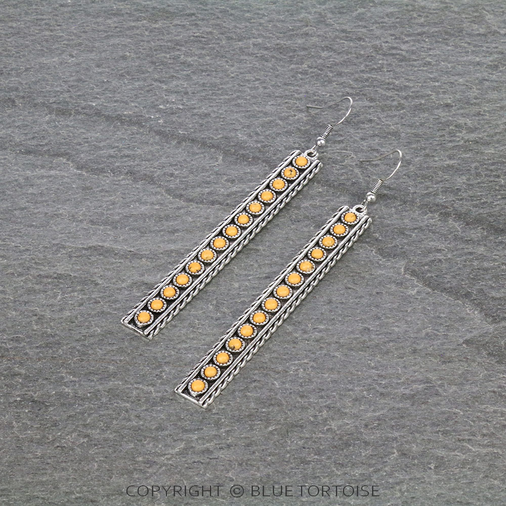 Western Bar Stone Dangle Earrings