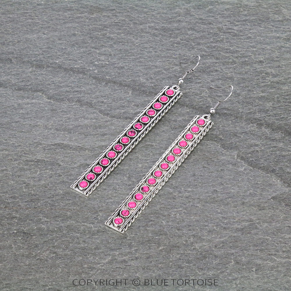 Western Bar Stone Dangle Earrings