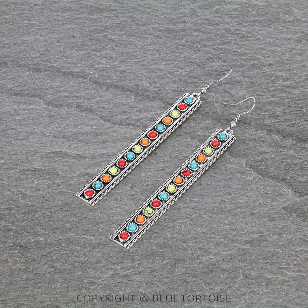 Western Bar Stone Dangle Earrings