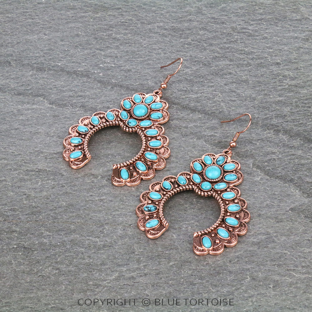 Squash Blossom Stone Dangle Earrings