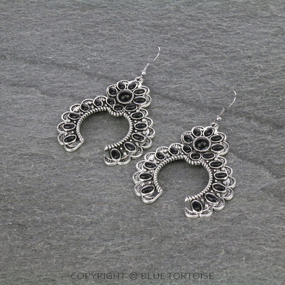 Squash Blossom Stone Dangle Earrings