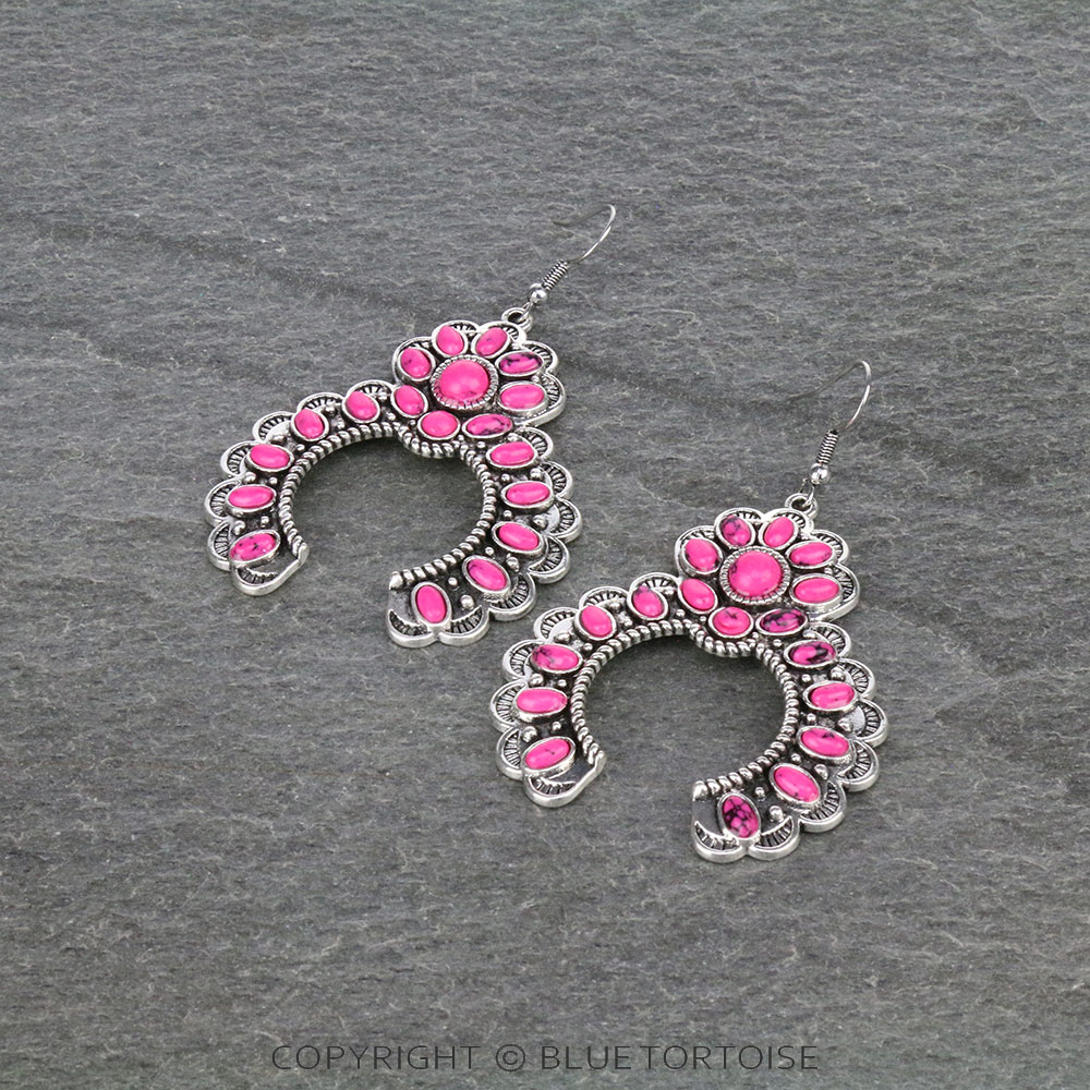 Squash Blossom Stone Dangle Earrings