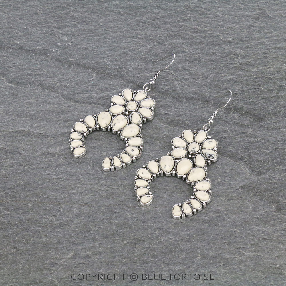 Squash Blossom Stone Dangle Earrings