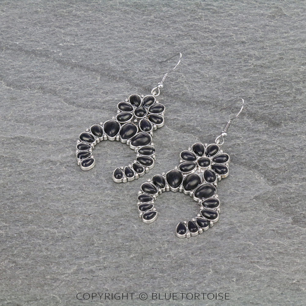Squash Blossom Stone Dangle Earrings