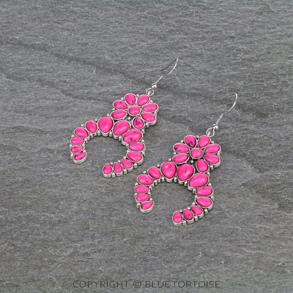 Squash Blossom Stone Dangle Earrings