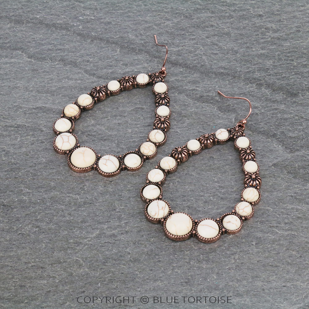 Western Teardrop Stone Dangle Earrings