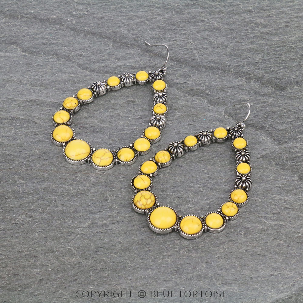 Western Teardrop Stone Dangle Earrings