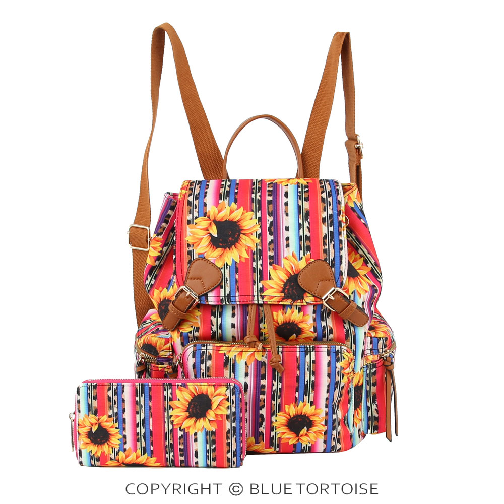 Sunflower and Serape Printed Backpack