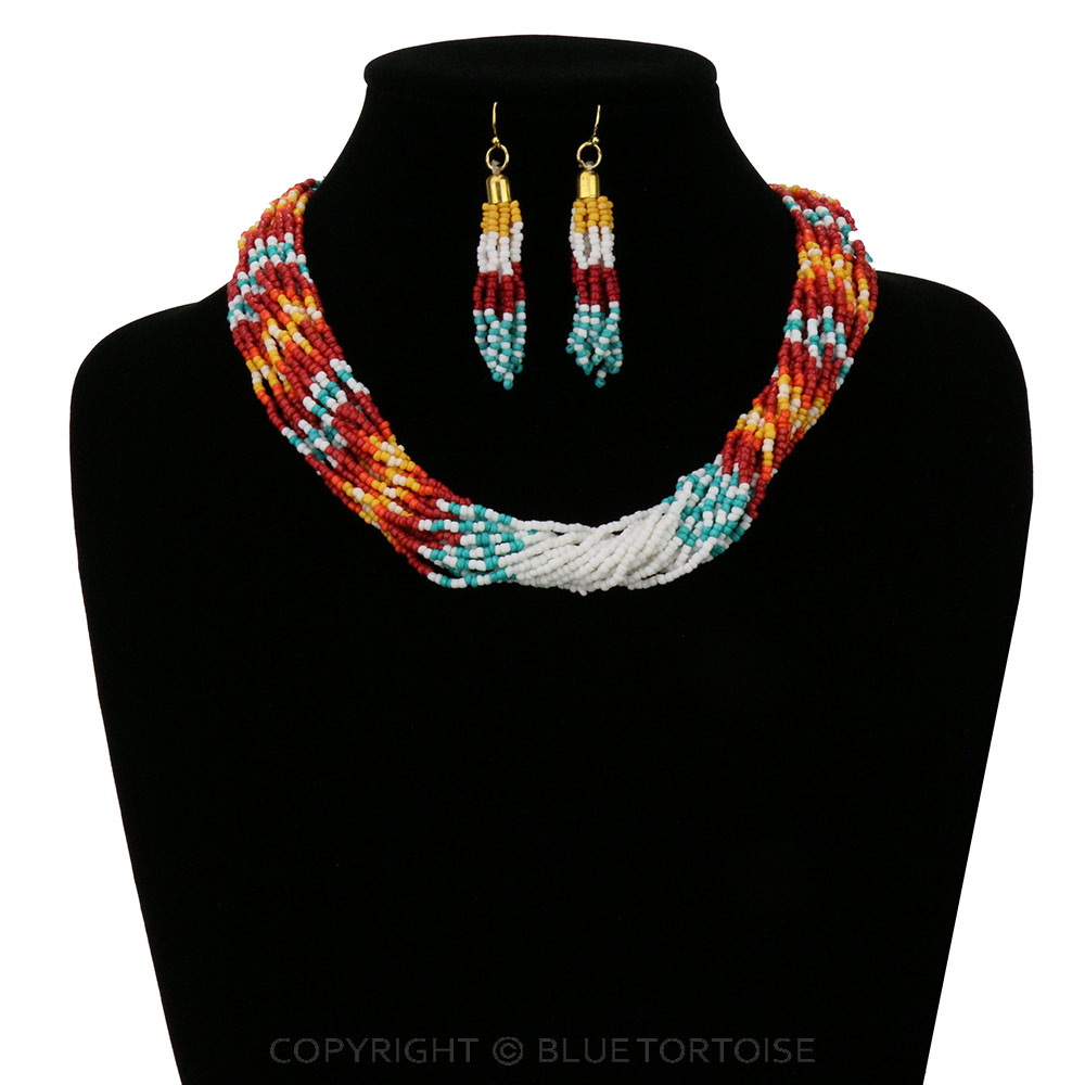 Seed Bead Multi Layered Necklace Set - Image 2