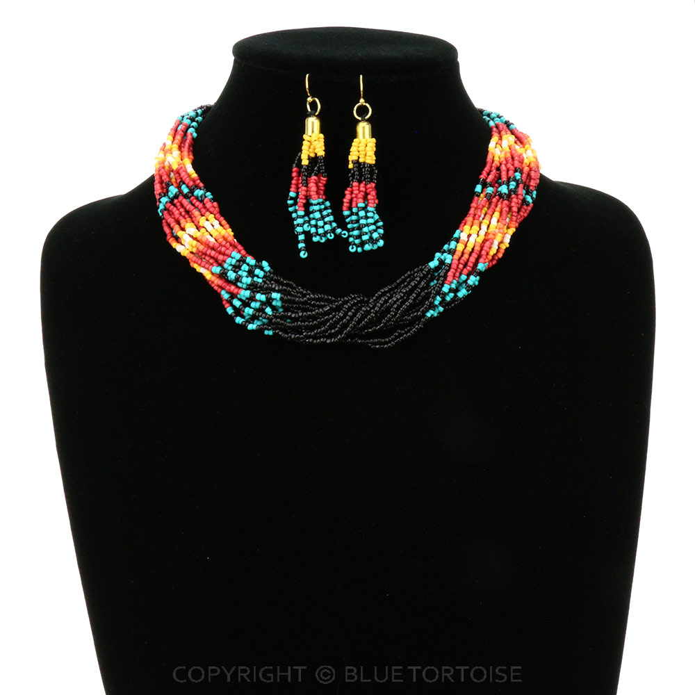 Seed Bead Multi Layered Necklace Set - Image 2