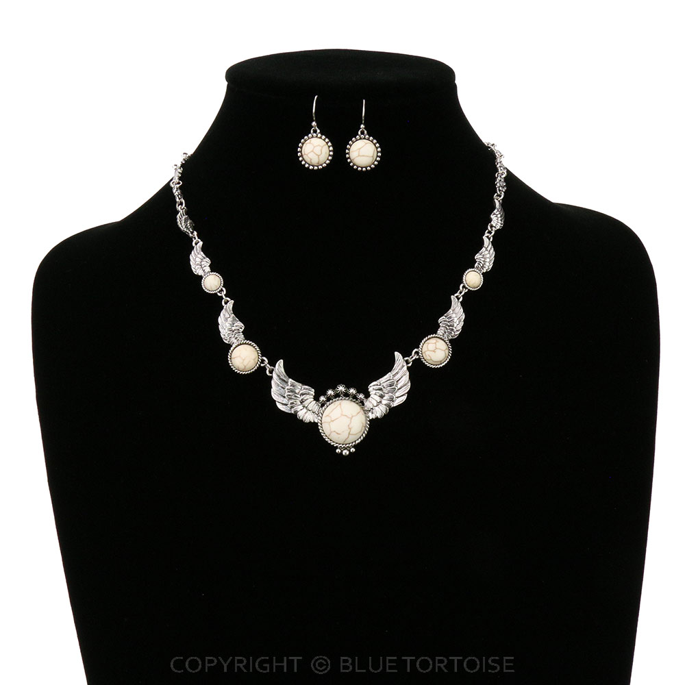 Western Wing Semi Stone Necklace Set - Image 2