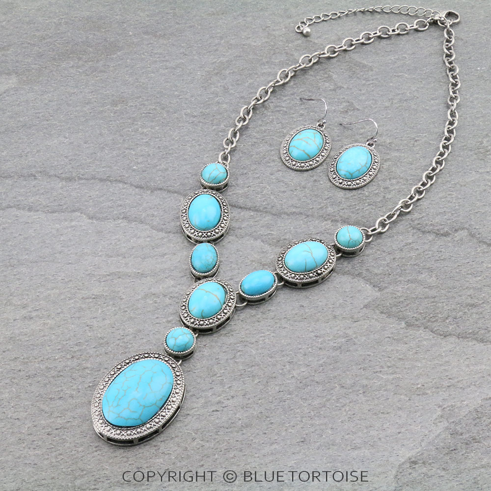 Western Stone Y Necklace Set