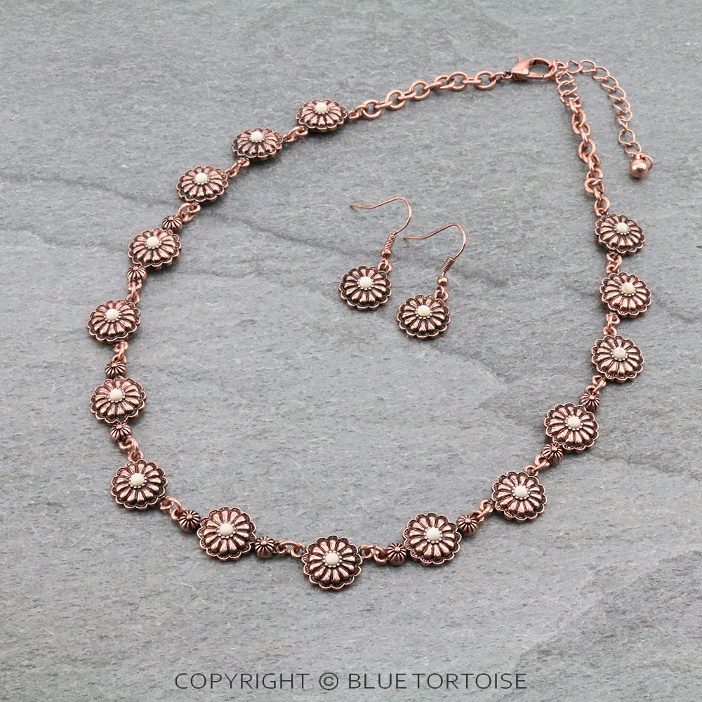 Western Concho Statement Necklace Set