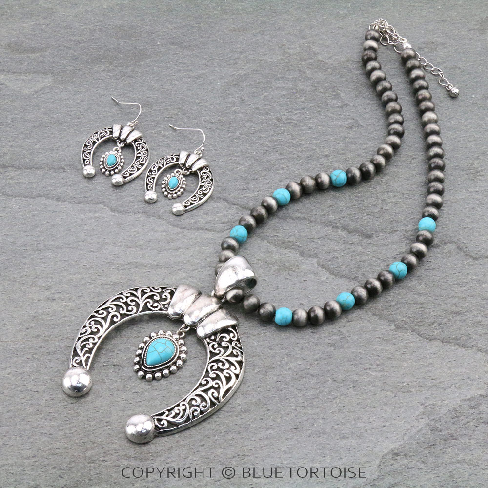 Western Squash Blossom Pendant Necklace Set