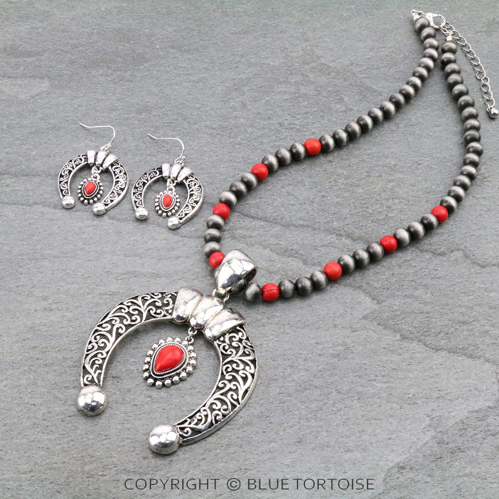 Western Squash Blossom Pendant Necklace Set