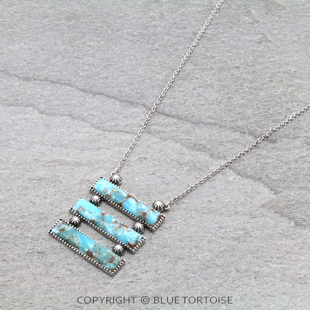 Western Stone Bar Drop Pendant Necklace