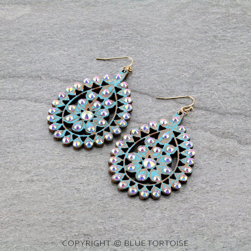 Wood Teardrop Dangle Earrings