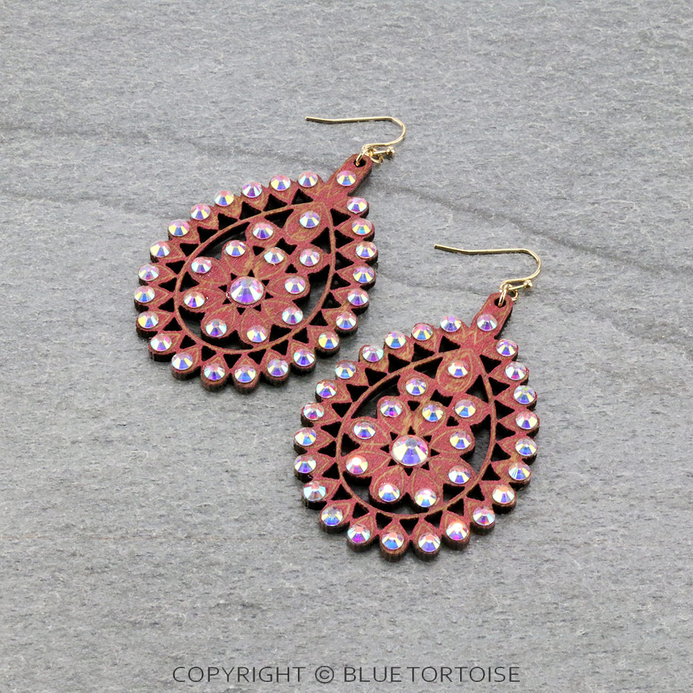 Wood Teardrop Dangle Earrings