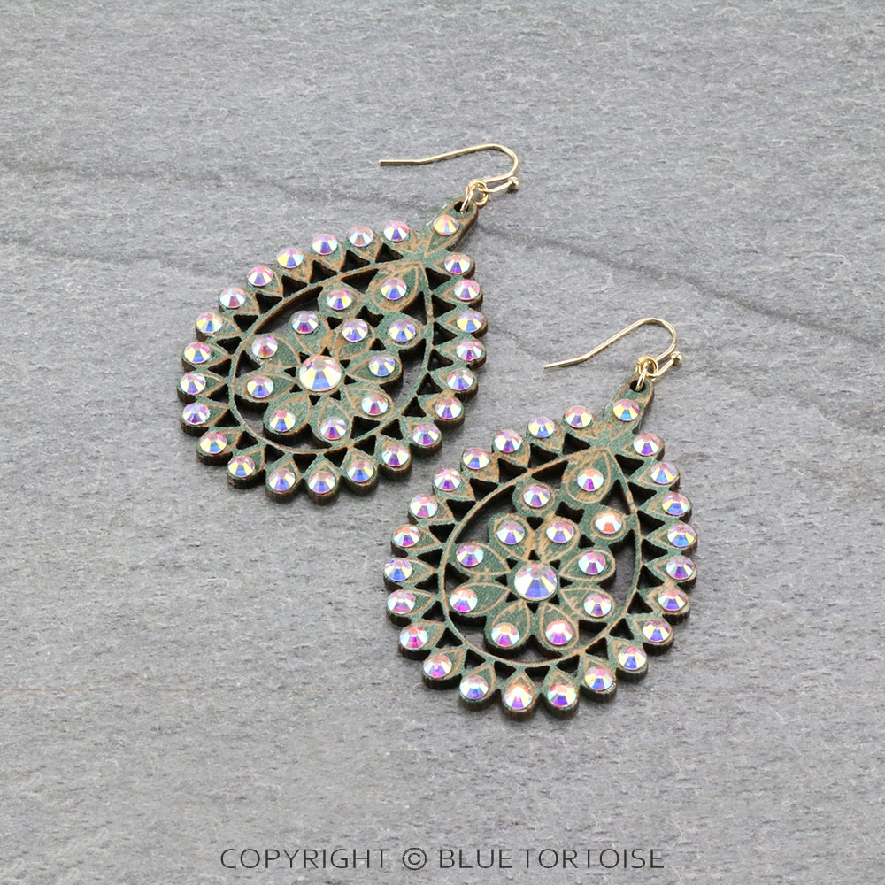 Wood Teardrop Dangle Earrings