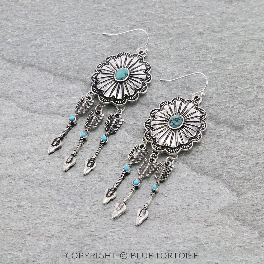 Western Concho with Arrow Dangle Earrings
