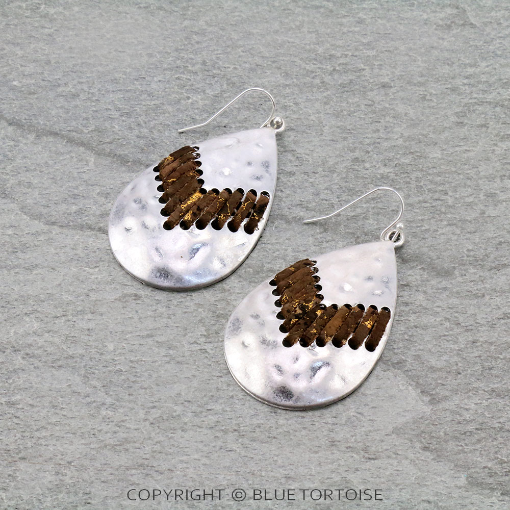 Metal Plating Cork Teardrop Dangle Earrings
