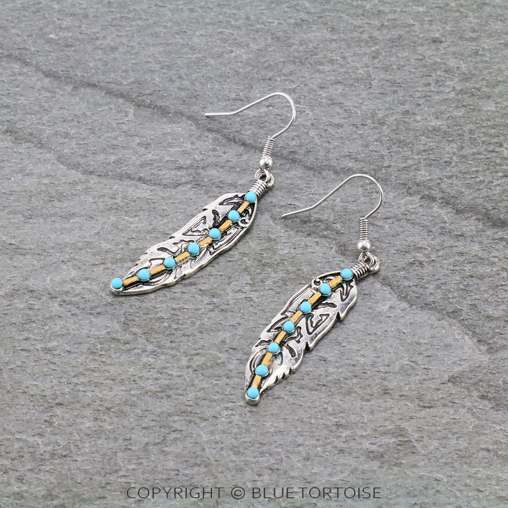 Western Feather Dangle Earrings