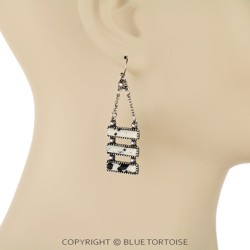 Western Hand Craft Stone Bar Dangle Earrings - Image 2
