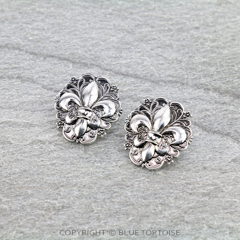 Western Fleur De Lis Stud Earrings
