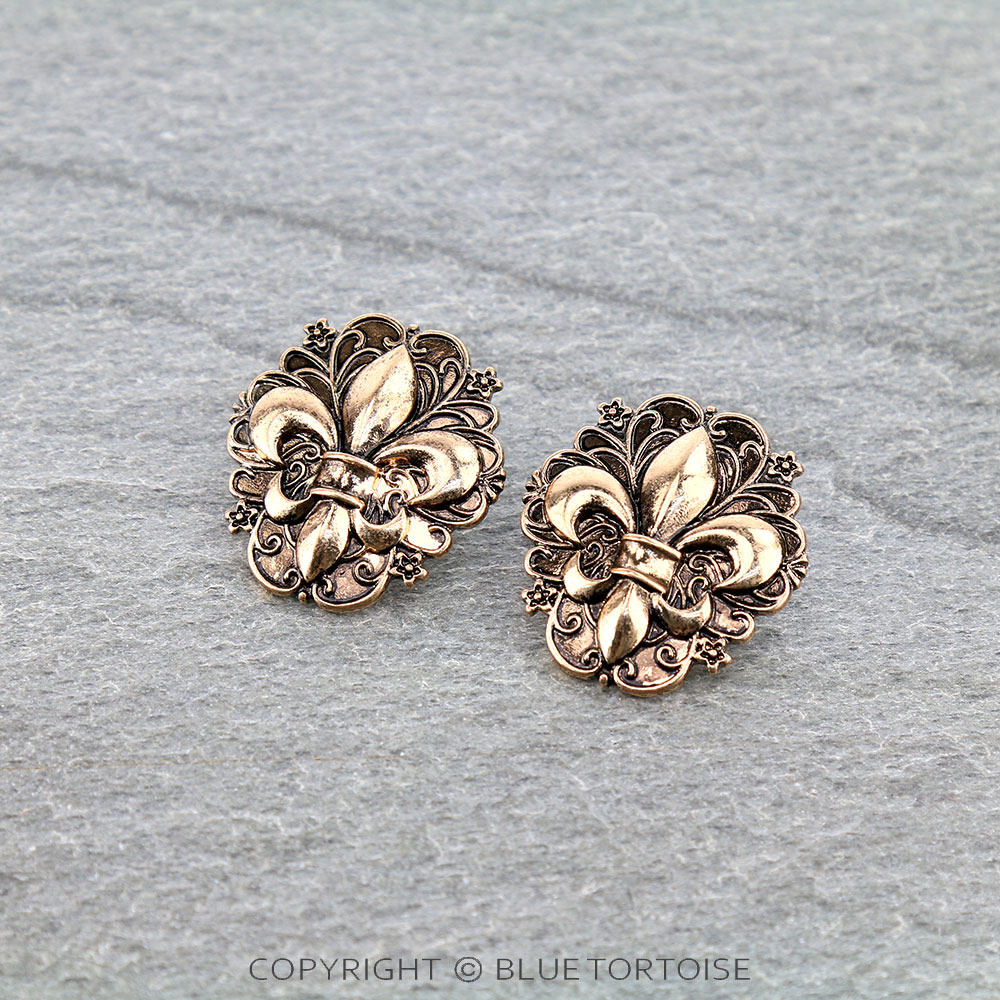 Western Fleur De Lis Stud Earrings