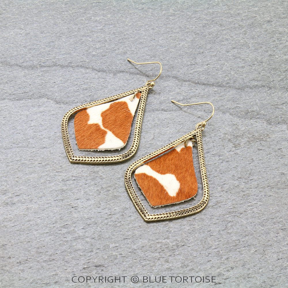 Genuine Leather Marquise Dangle Earrings