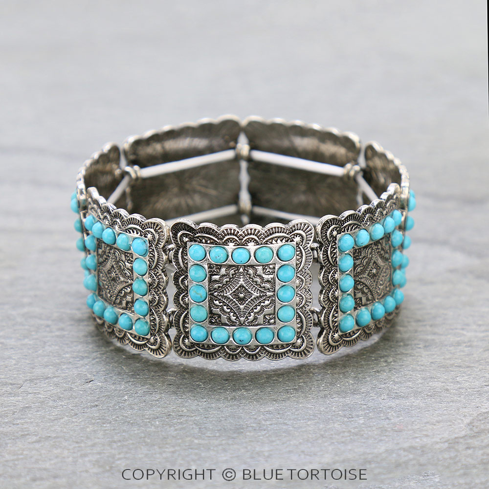 Western Square Concho Stretch Bracelet