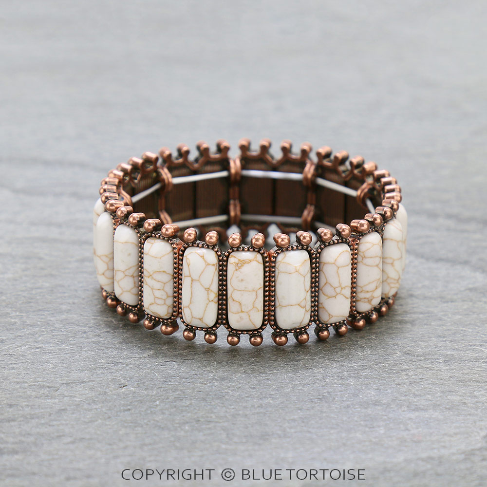 Western Rectangle Stone Stretch Bracelet