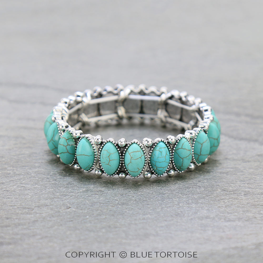 Western Oval Stone Stretch Bracelet