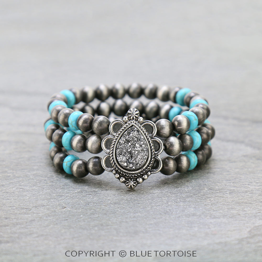 Western Faux Druzy Stretch Bracelet