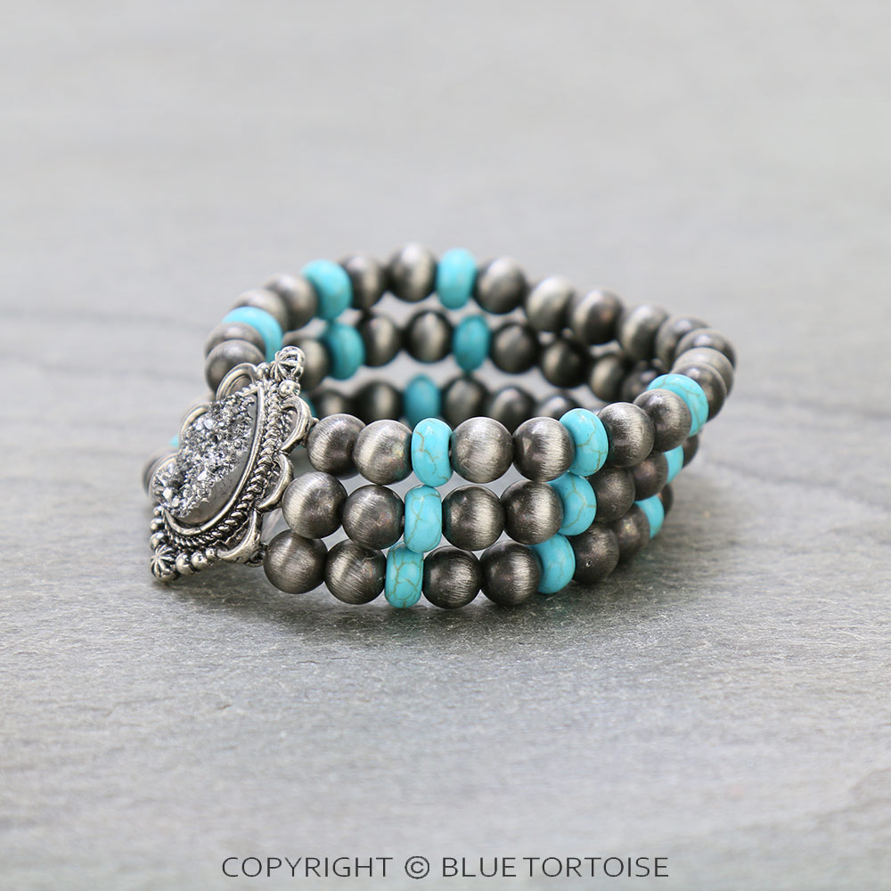 Western Faux Druzy Stretch Bracelet - Image 2