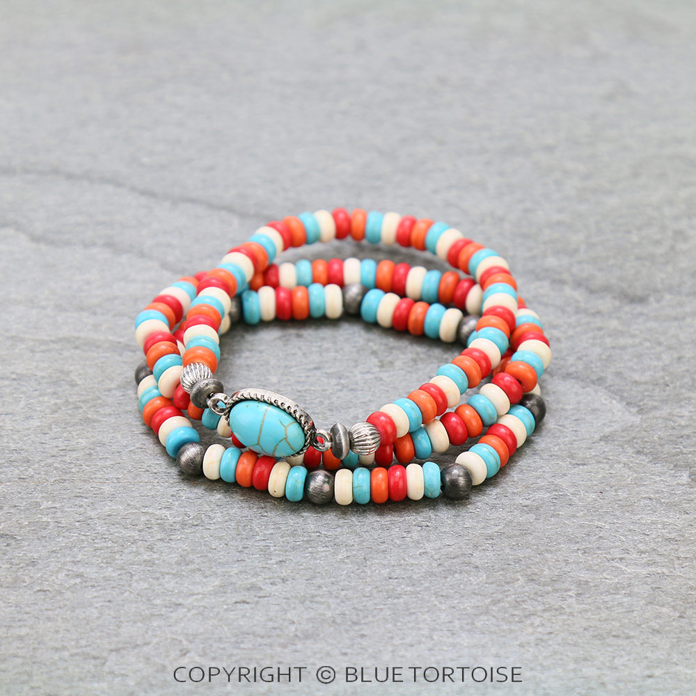 Oval Stone with Bead Stackable Bracelet